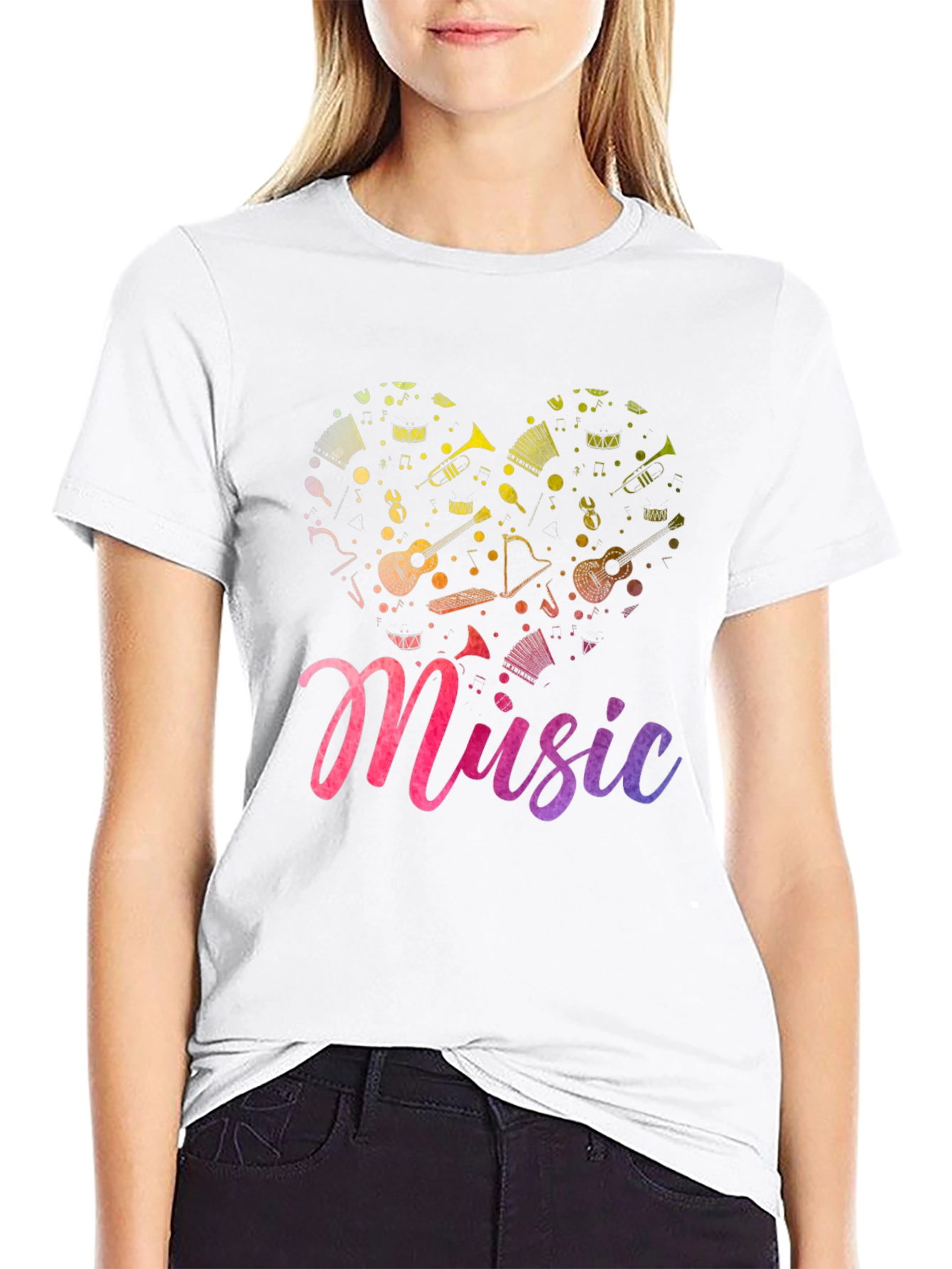 Music Heart Graphic Tee - Soft Black T-Shirt