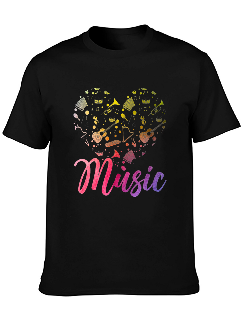 Music Heart Graphic Tee - Soft Black T-Shirt