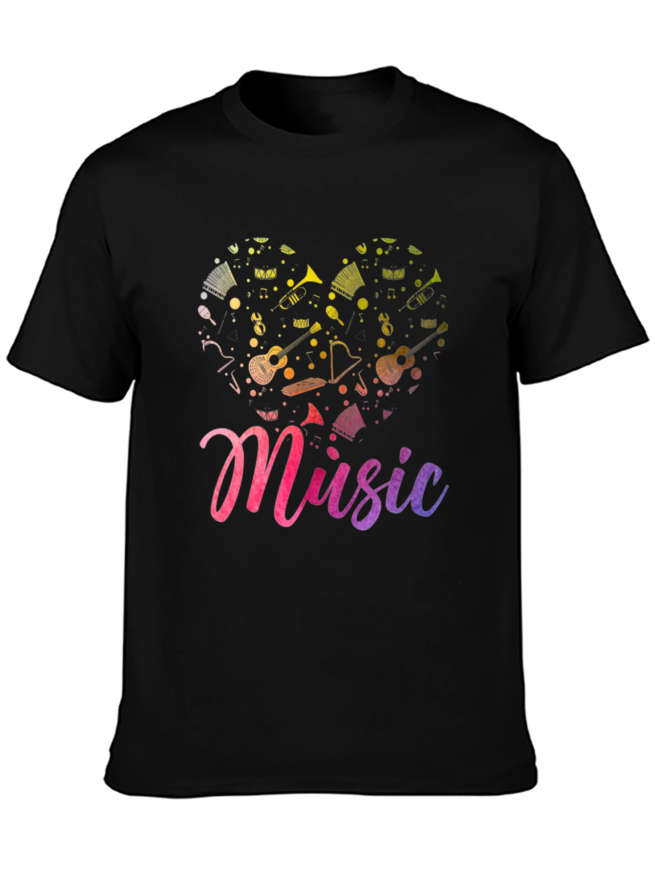 Music Heart Graphic Tee - Soft Black T-Shirt