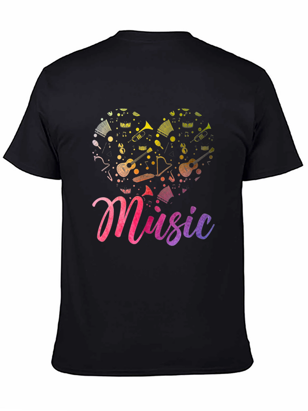 Music Heart Graphic Tee - Soft Black T-Shirt