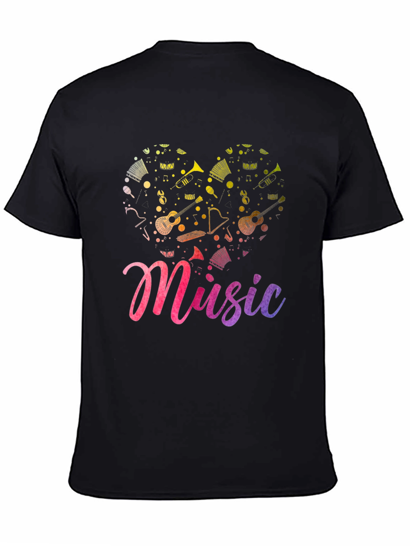 Music Heart Graphic Tee - Soft Black T-Shirt