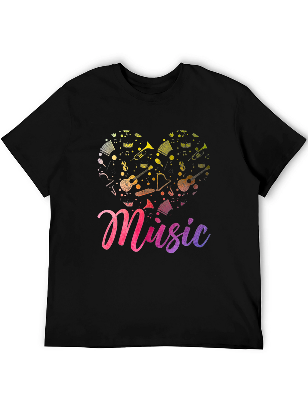 Music Heart Graphic Tee - Soft Black T-Shirt