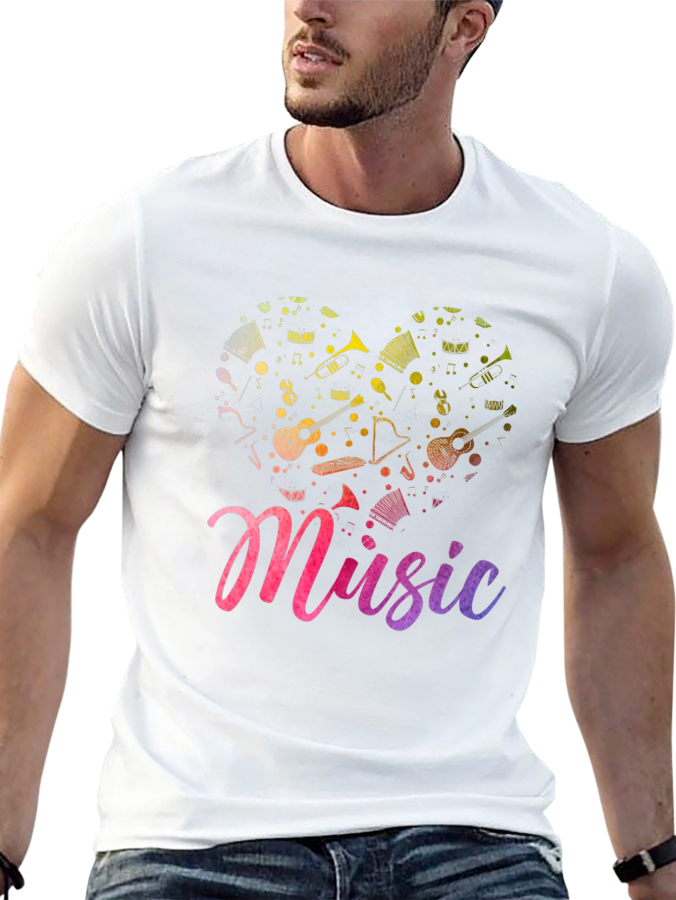Music Heart Graphic Tee - Soft Black T-Shirt