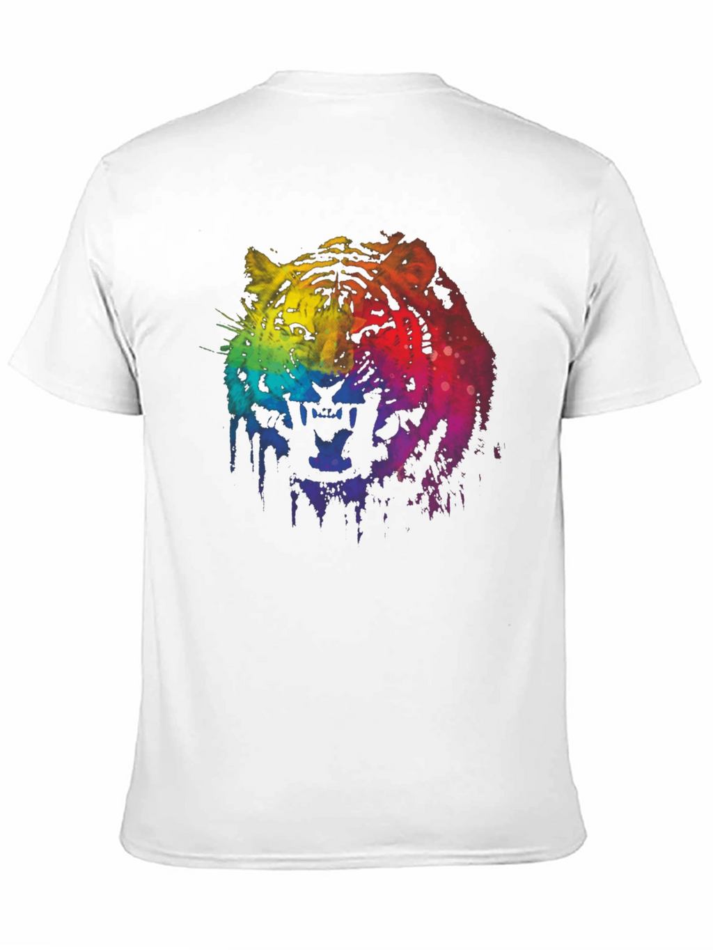 Rainbow Tiger Graphic Print Black T-Shirt