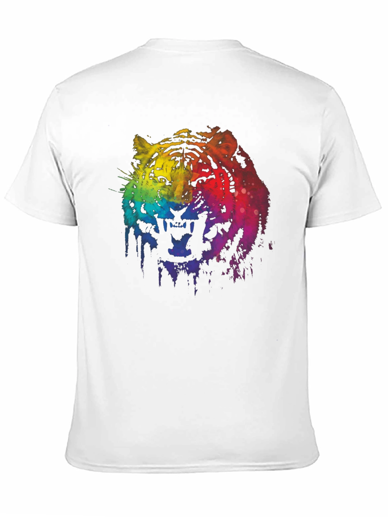 Rainbow Tiger Graphic Print Black T-Shirt