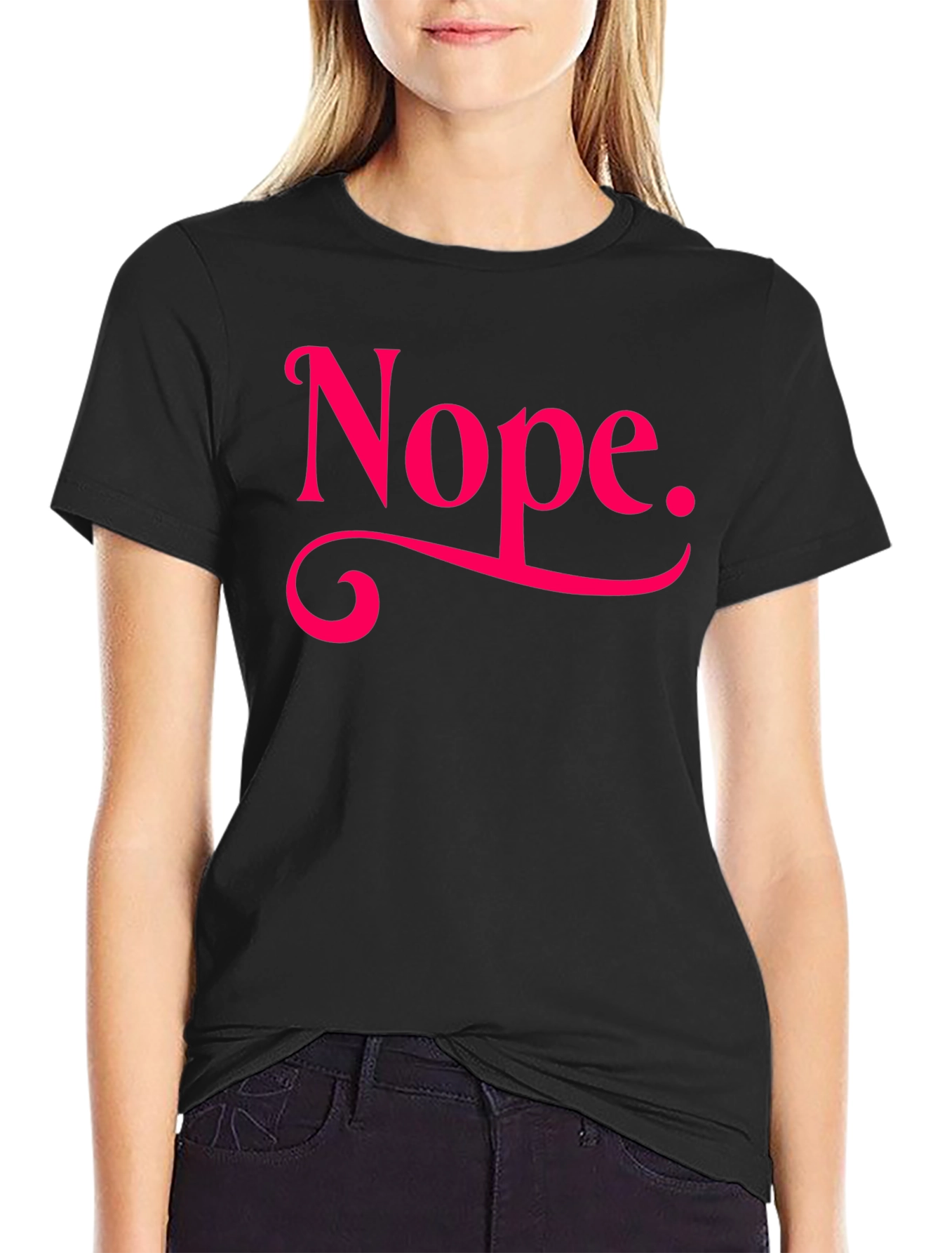 Nope. Graphic Tee - Casual Black T-Shirt