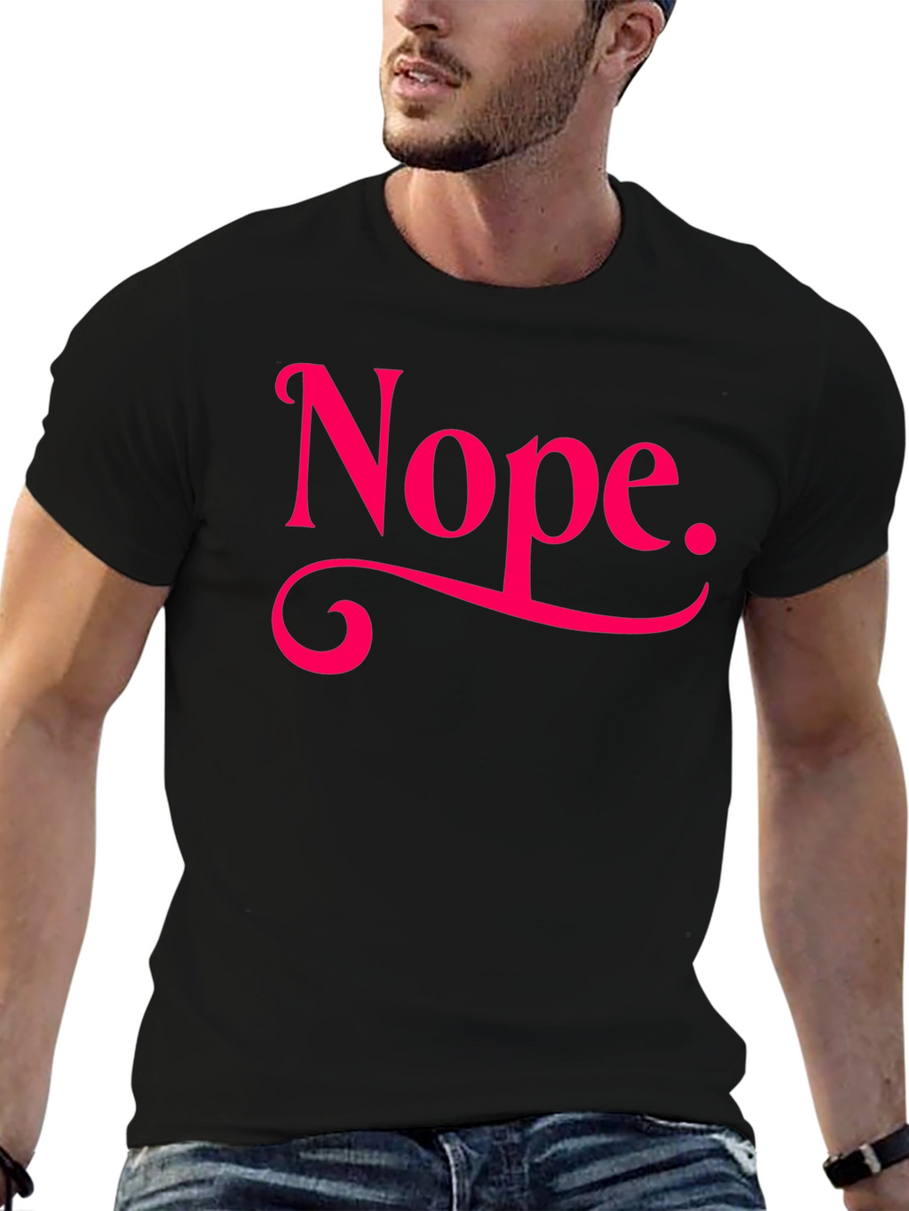 Nope. Graphic Tee - Casual Black T-Shirt