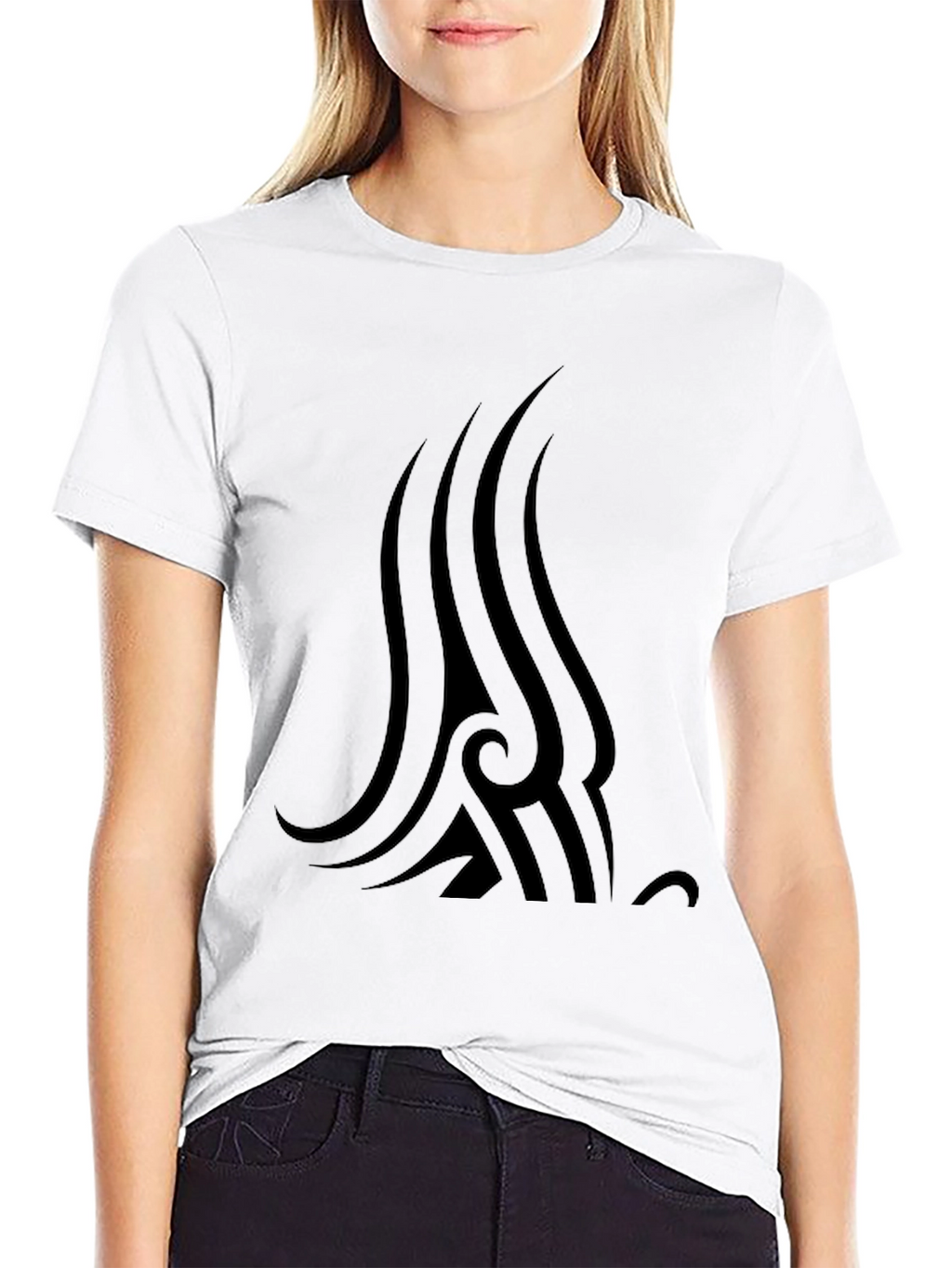 Mens Black T-Shirt with Tribal Graphic Print