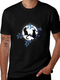 Cat & Moon Graphic Tee - Unisex Black T-Shirt