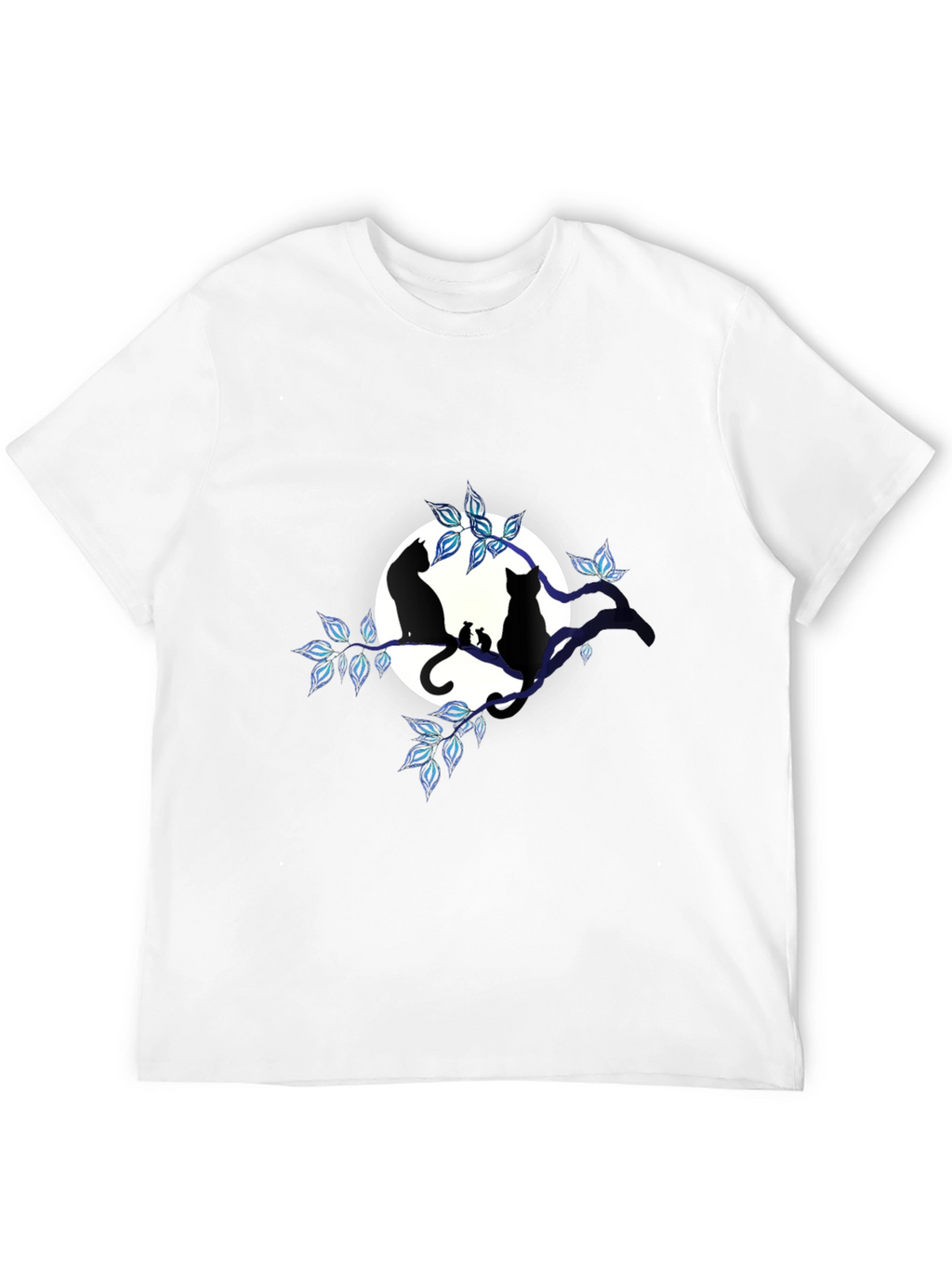 Cat & Moon Graphic Tee - Unisex Black T-Shirt