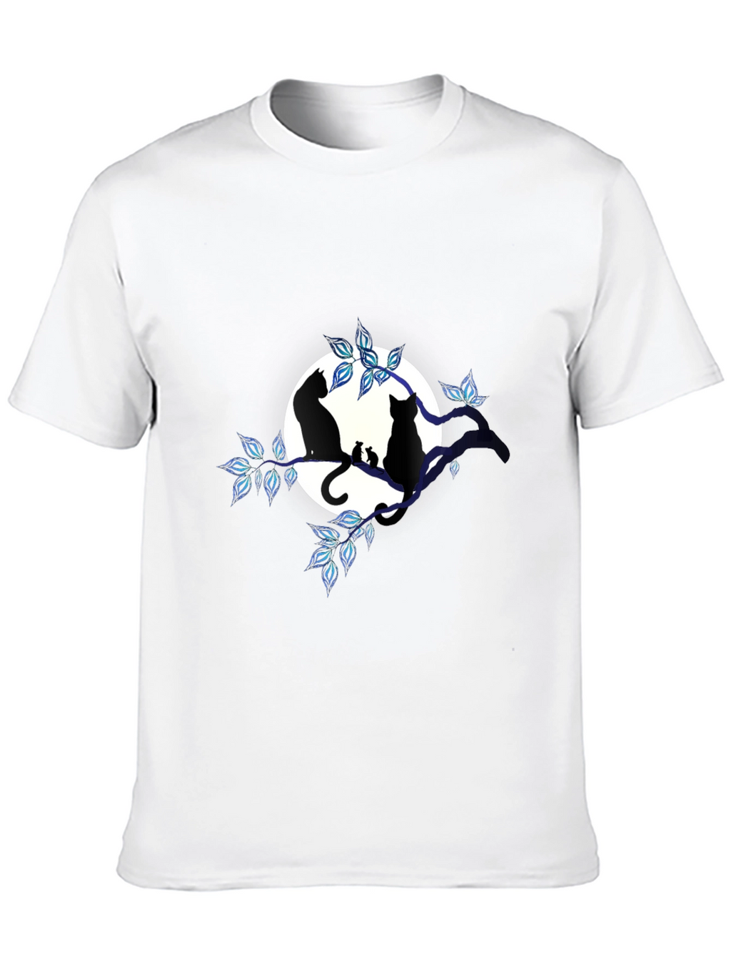 Cat & Moon Graphic Tee - Unisex Black T-Shirt