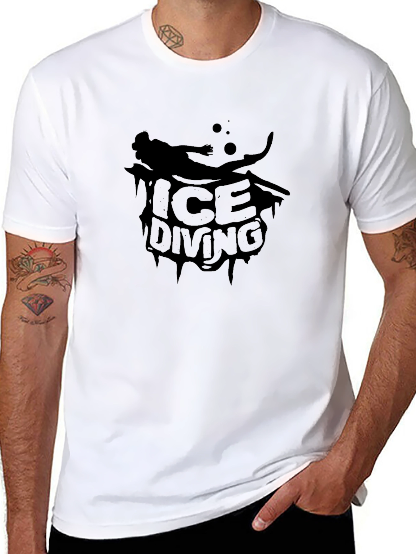 Ice Diving Black T-Shirt - Unique Graphic Tee