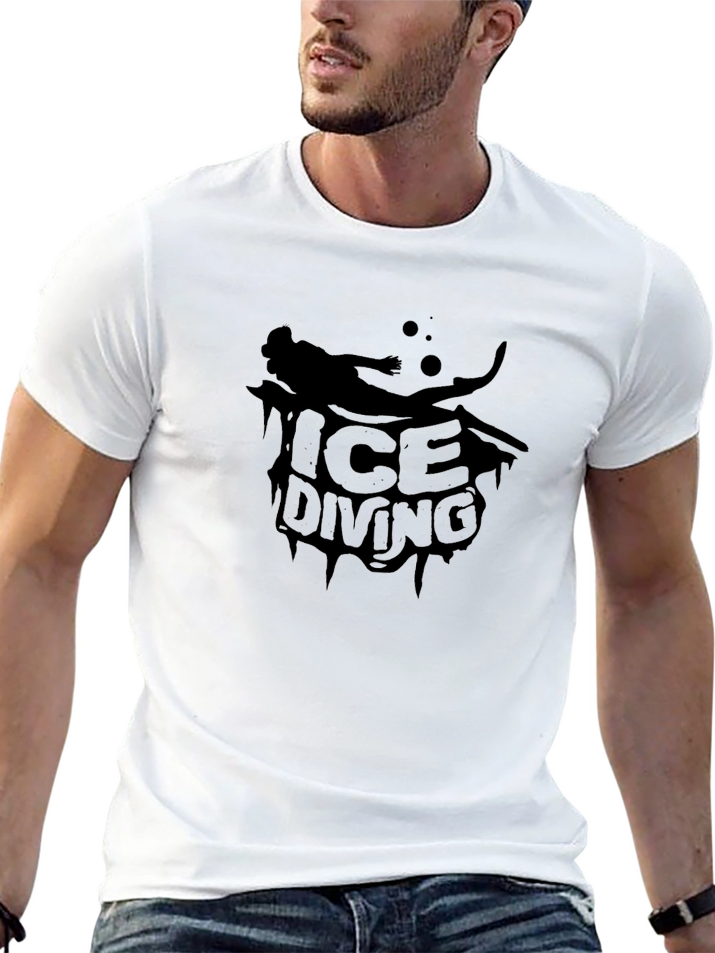 Ice Diving Black T-Shirt - Unique Graphic Tee