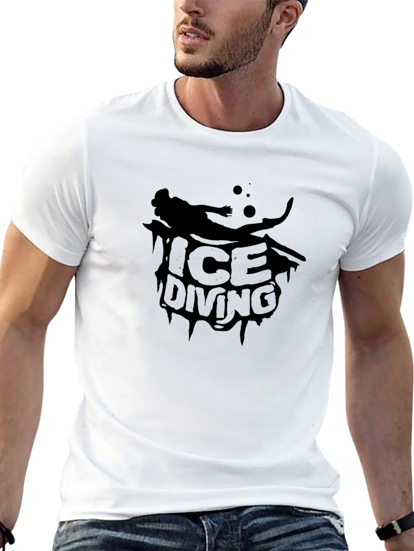 Ice Diving Black T-Shirt - Unique Graphic Tee
