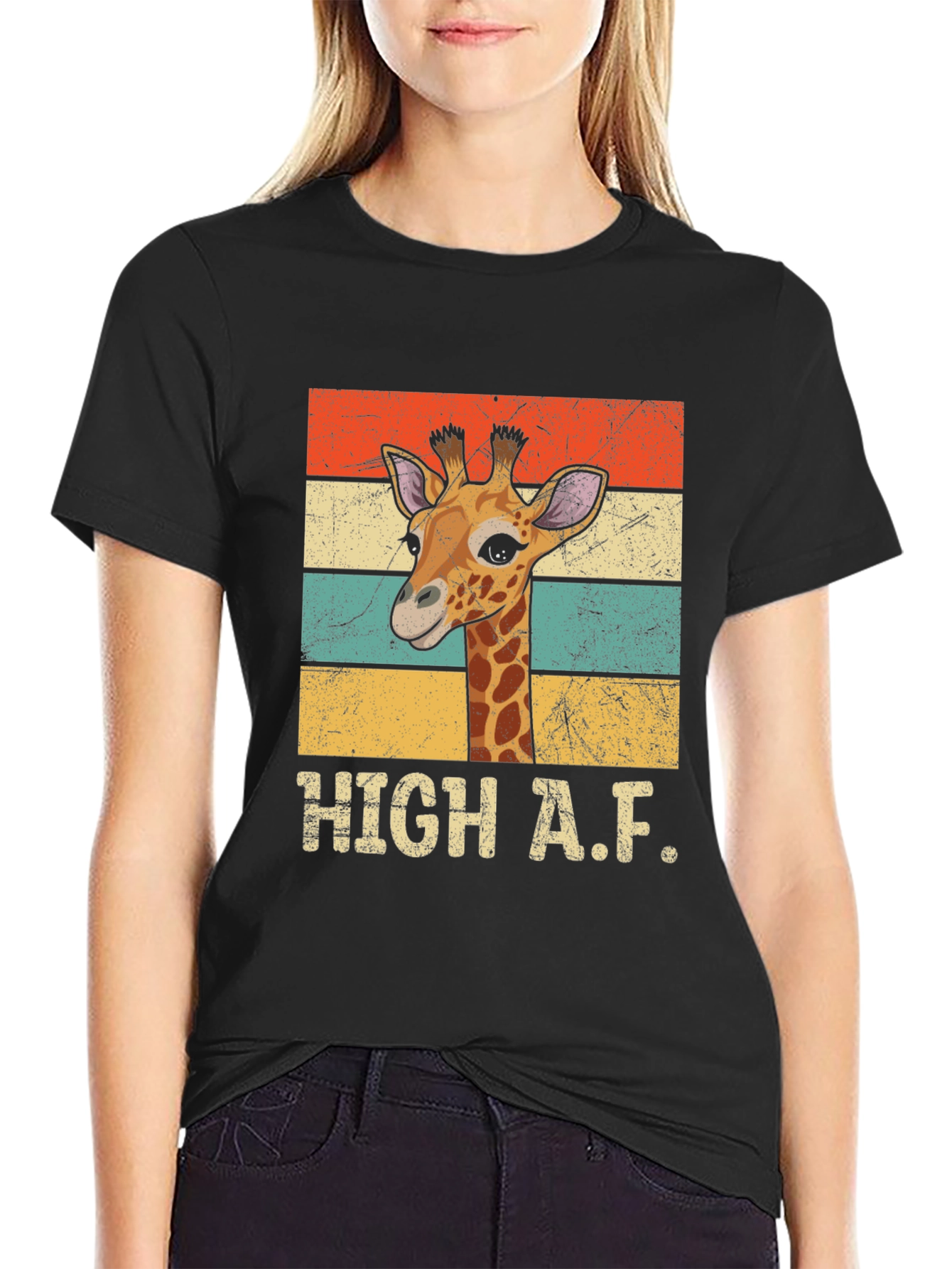 High A.F. Giraffe Graphic Tee - Retro Style