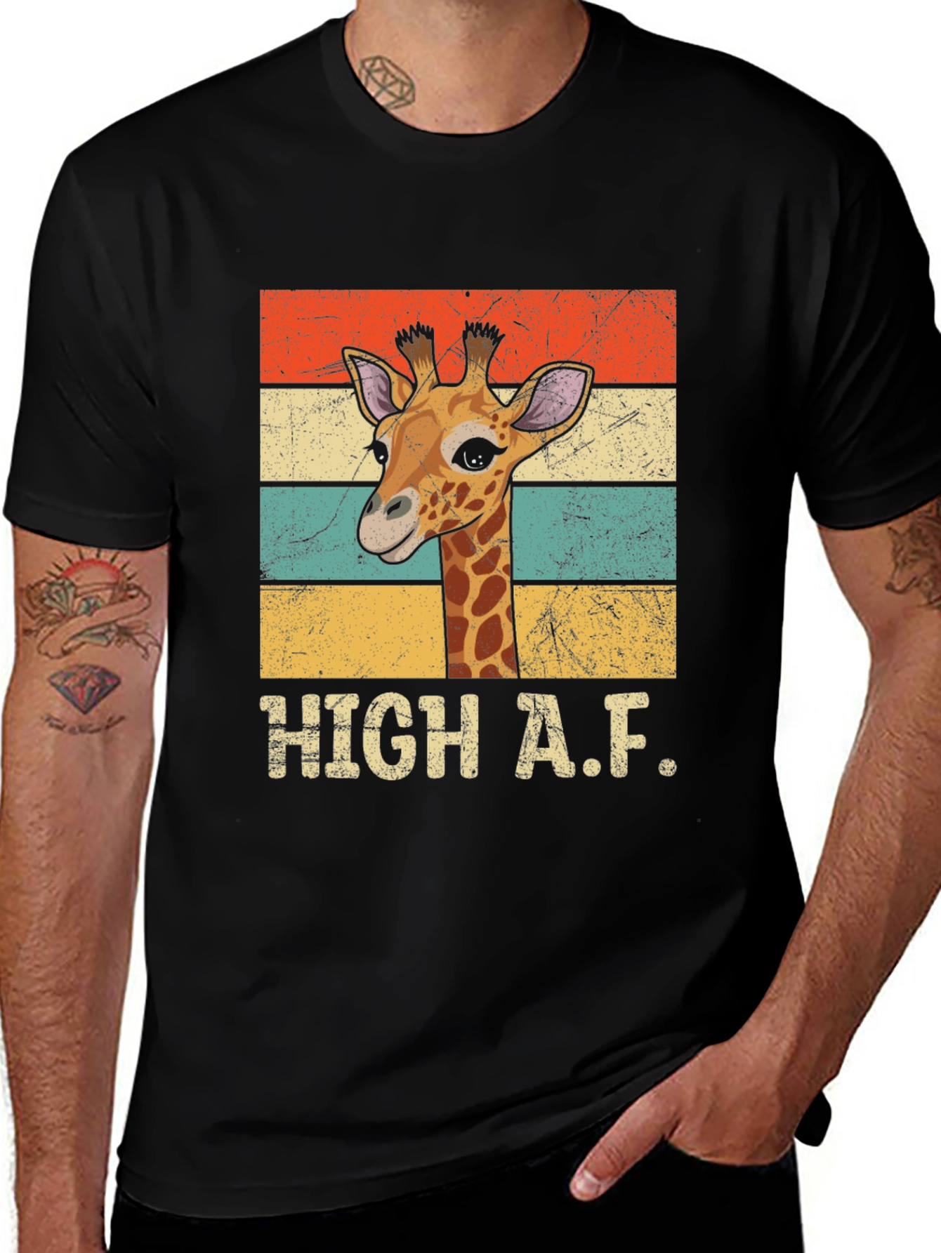 High A.F. Giraffe Graphic Tee - Retro Style