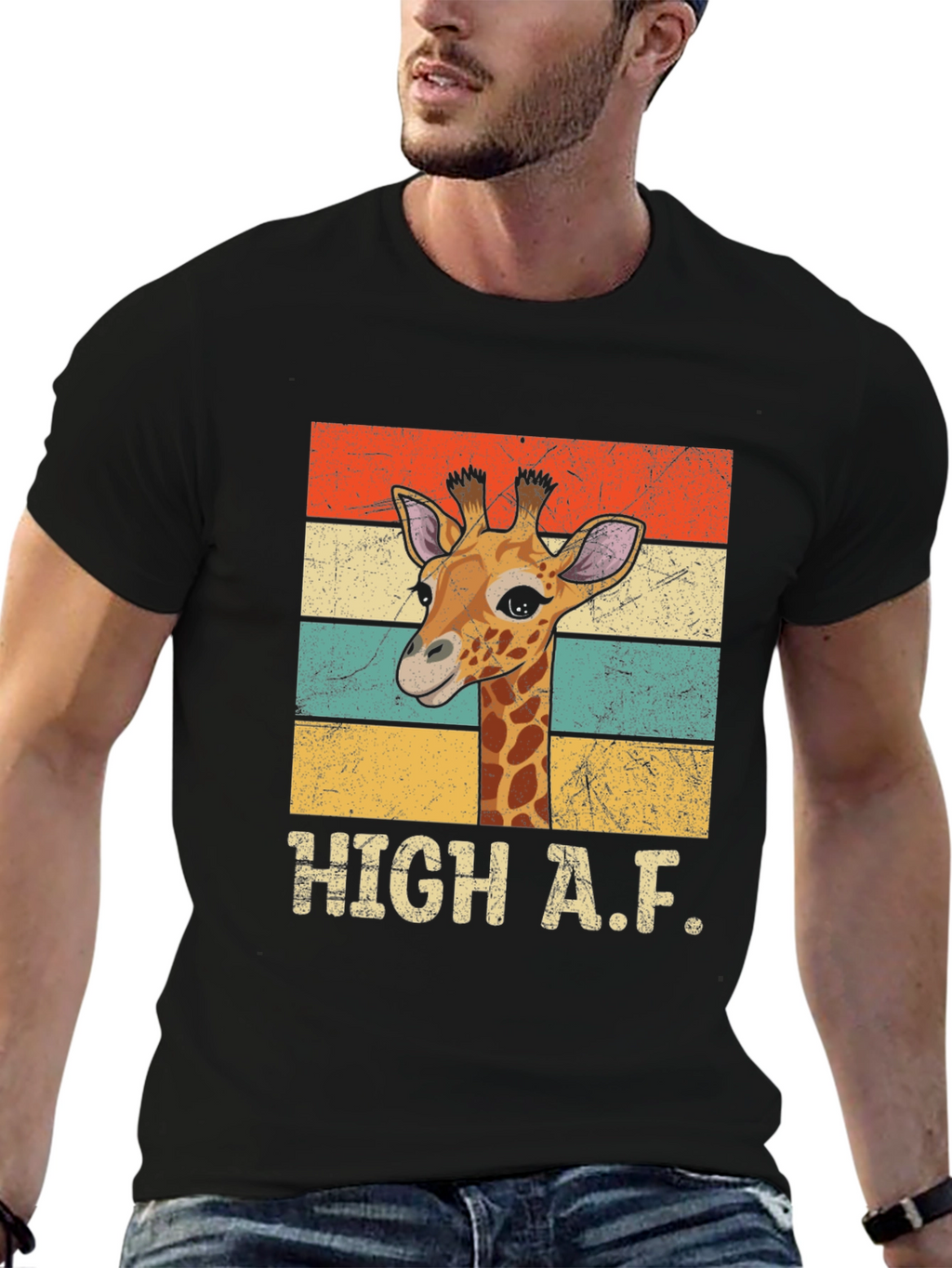 High A.F. Giraffe Graphic Tee - Retro Style
