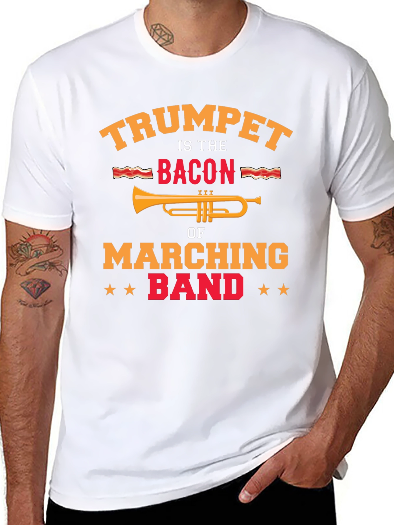 Trumpet Bacon Marching Band Funny Musician T-Shirt