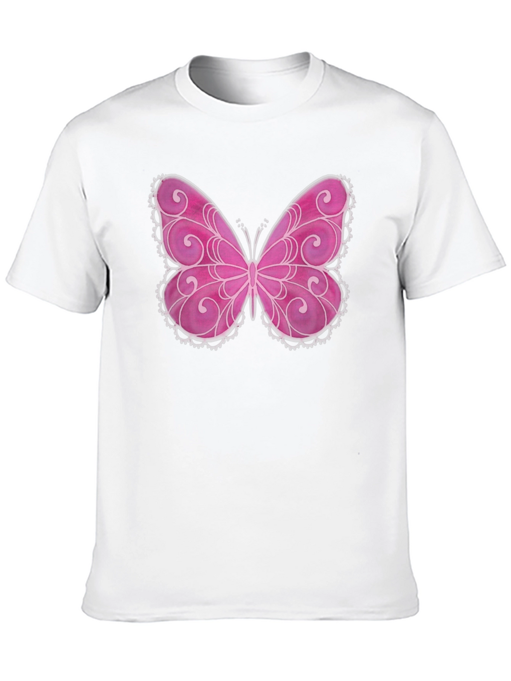 Pink Butterfly Graphic Black T-Shirt