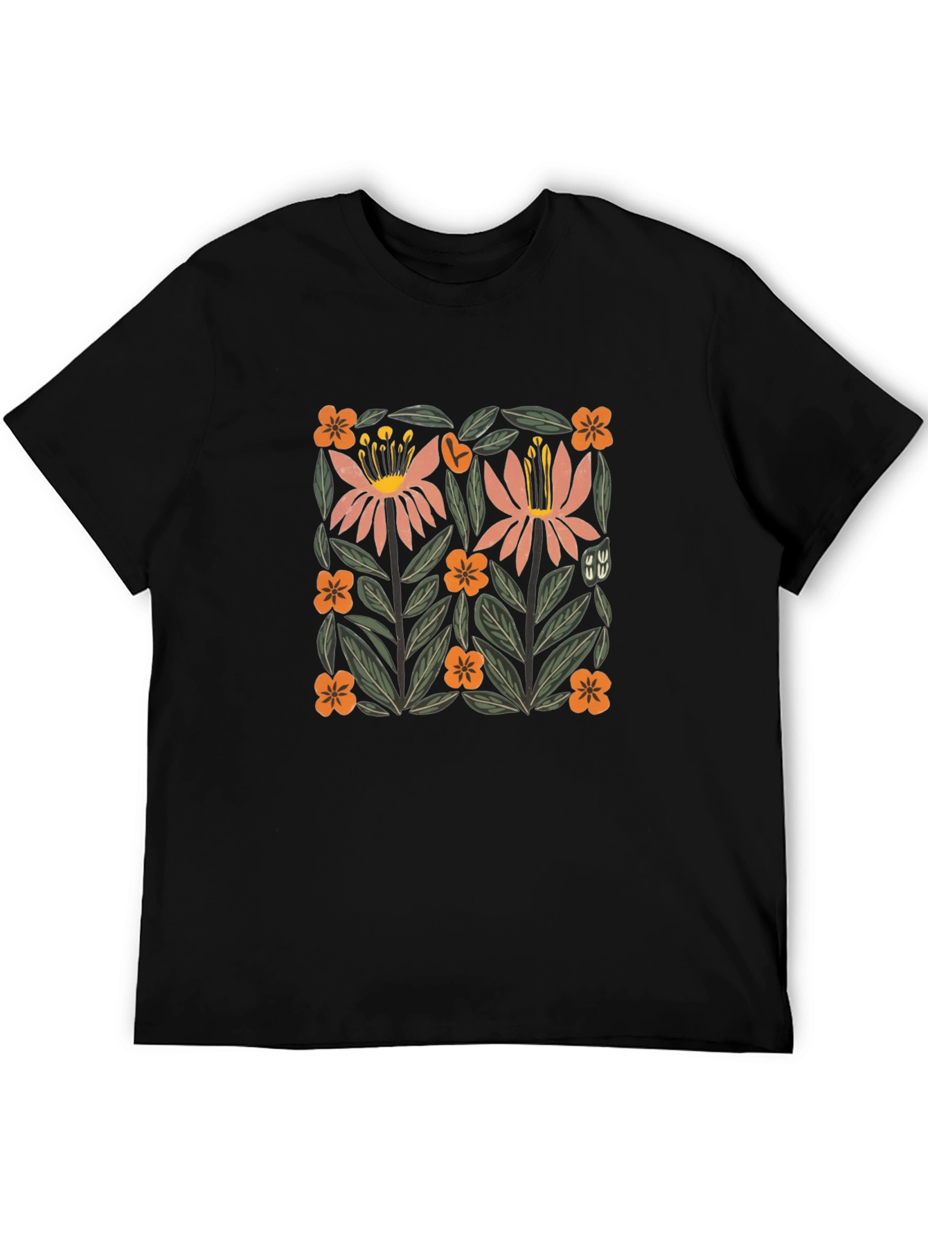 Floral Graphic Print Crew Neck T-Shirt
