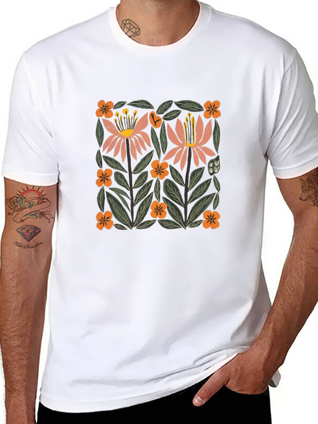 Floral Graphic Print Crew Neck T-Shirt