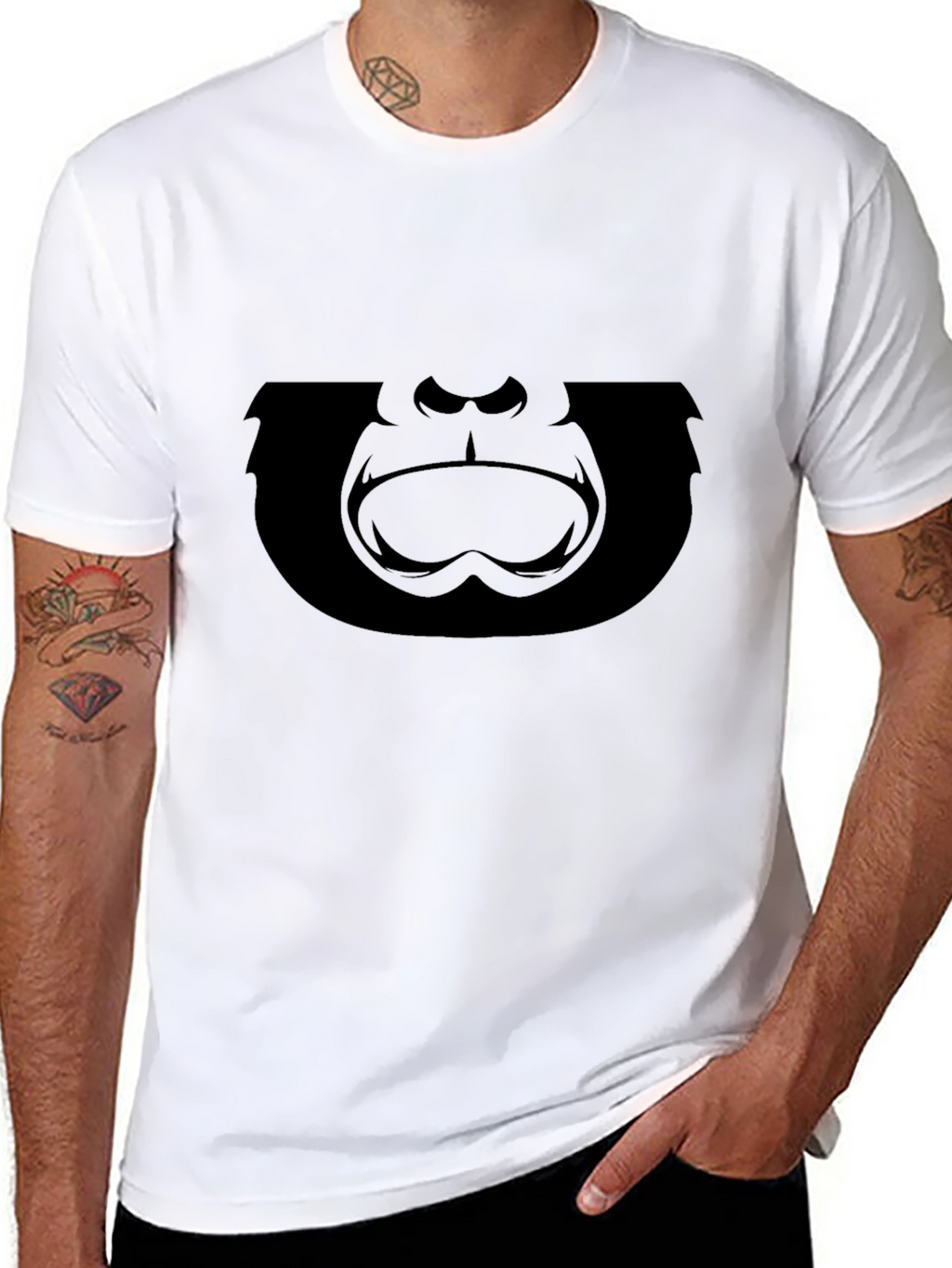 Gorilla Face Graphic T-Shirt - Black
