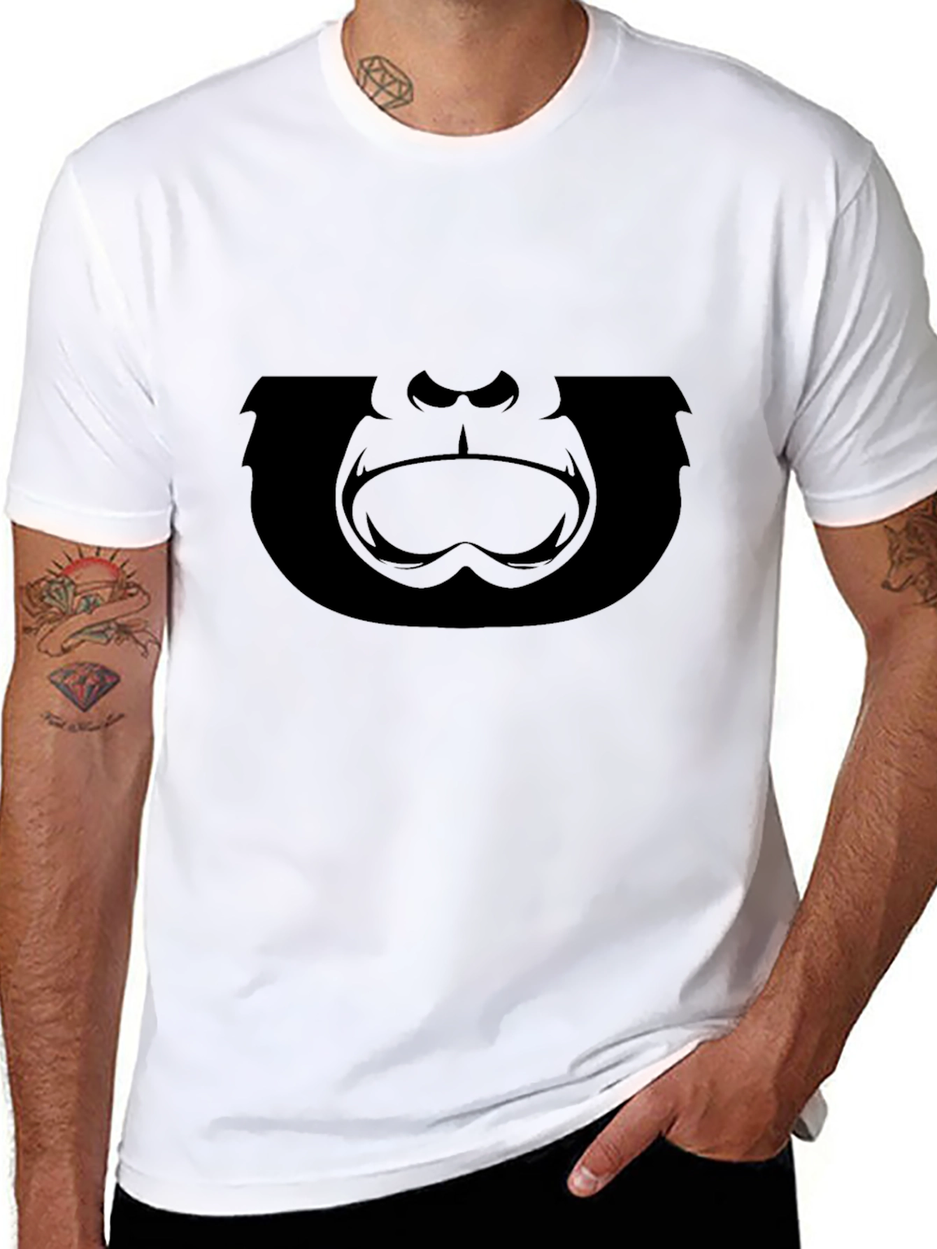 Gorilla Face Graphic T-Shirt - Black