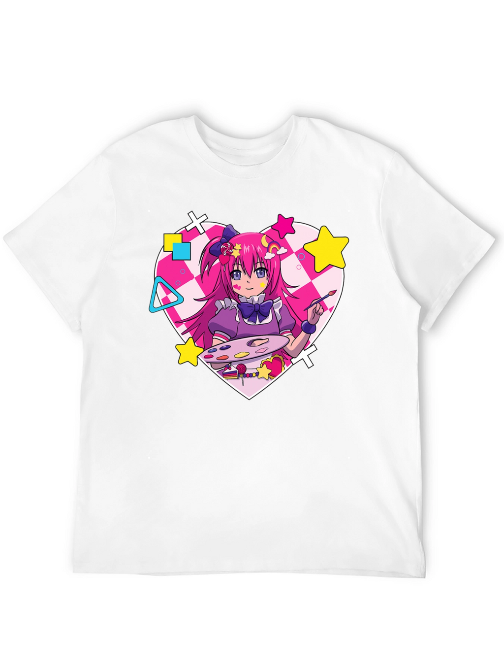 Anime Girl Graphic Tee - Kawaii Artist Shirt