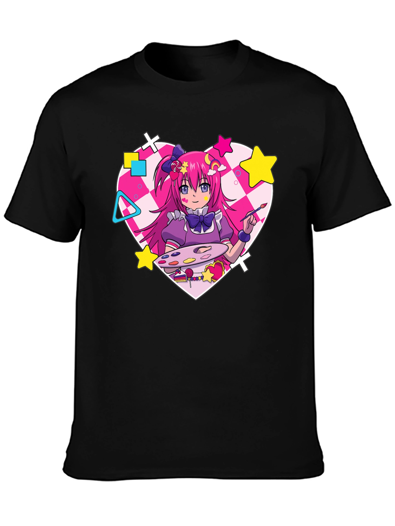 Anime Girl Graphic Tee - Kawaii Artist Shirt