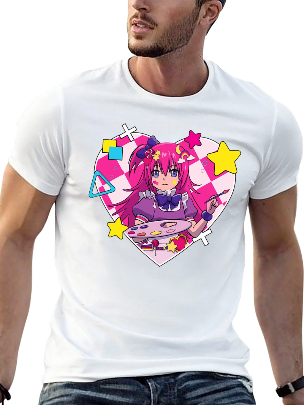 Anime Girl Graphic Tee - Kawaii Artist Shirt