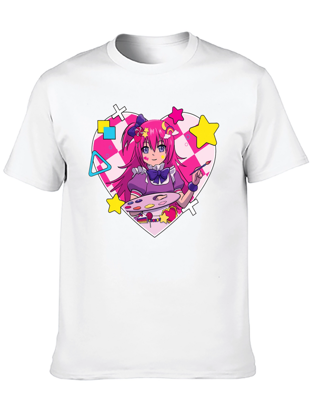 Anime Girl Graphic Tee - Kawaii Artist Shirt