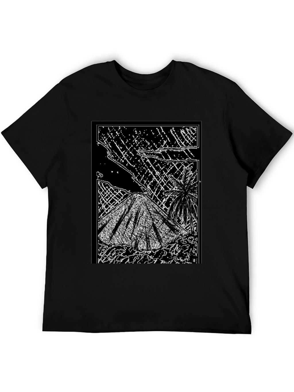 Abstract Volcano Graphic Tee - Black