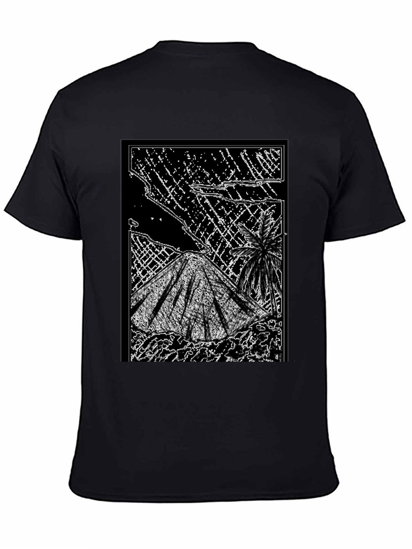 Abstract Volcano Graphic Tee - Black
