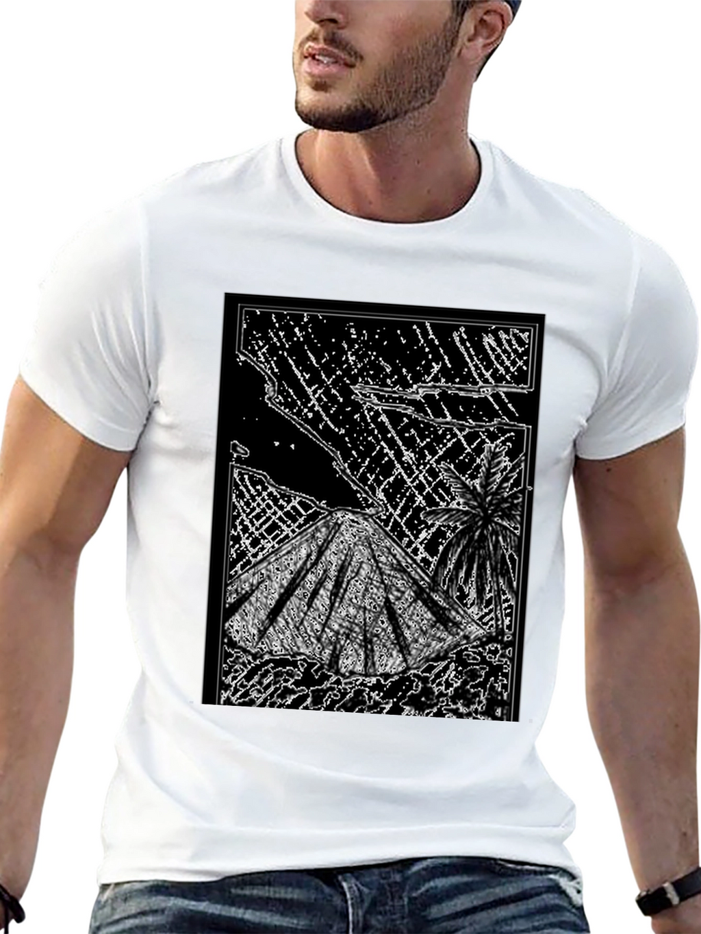 Abstract Volcano Graphic Tee - Black