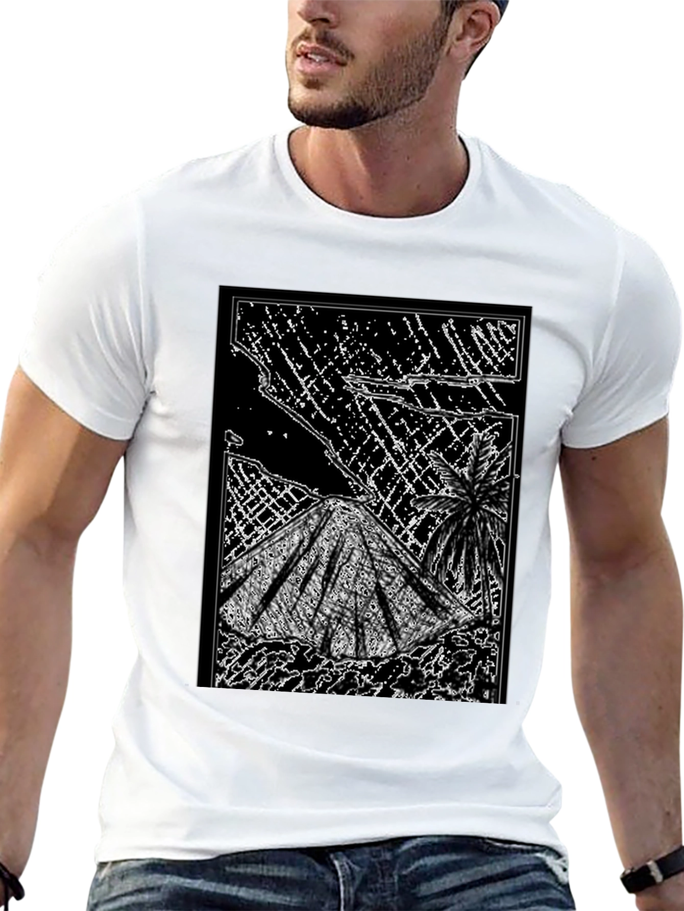 Abstract Volcano Graphic Tee - Black