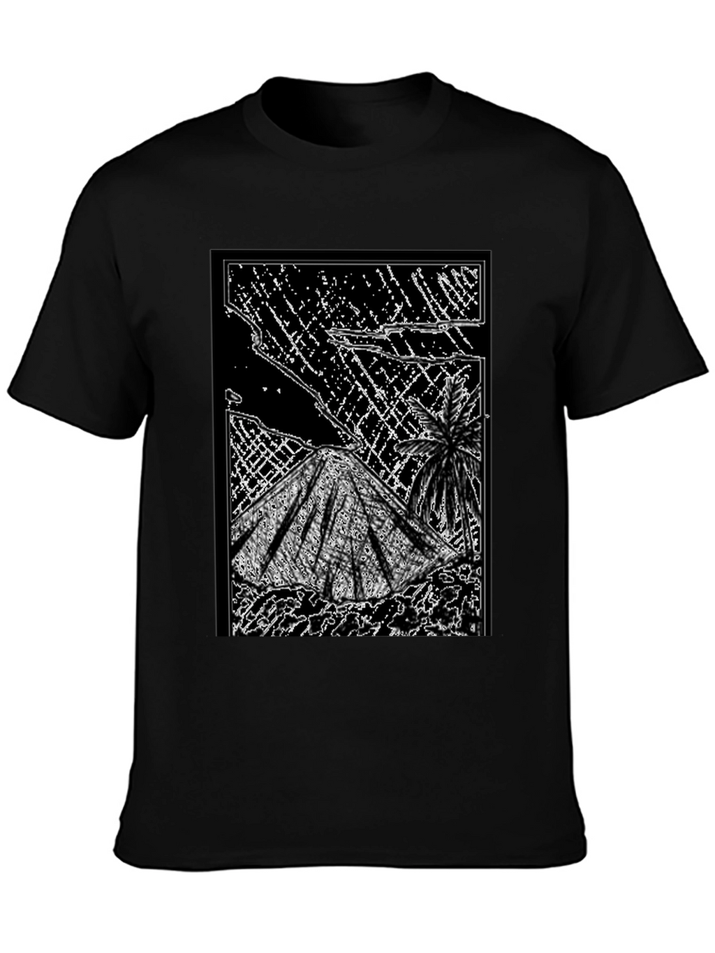 Abstract Volcano Graphic Tee - Black