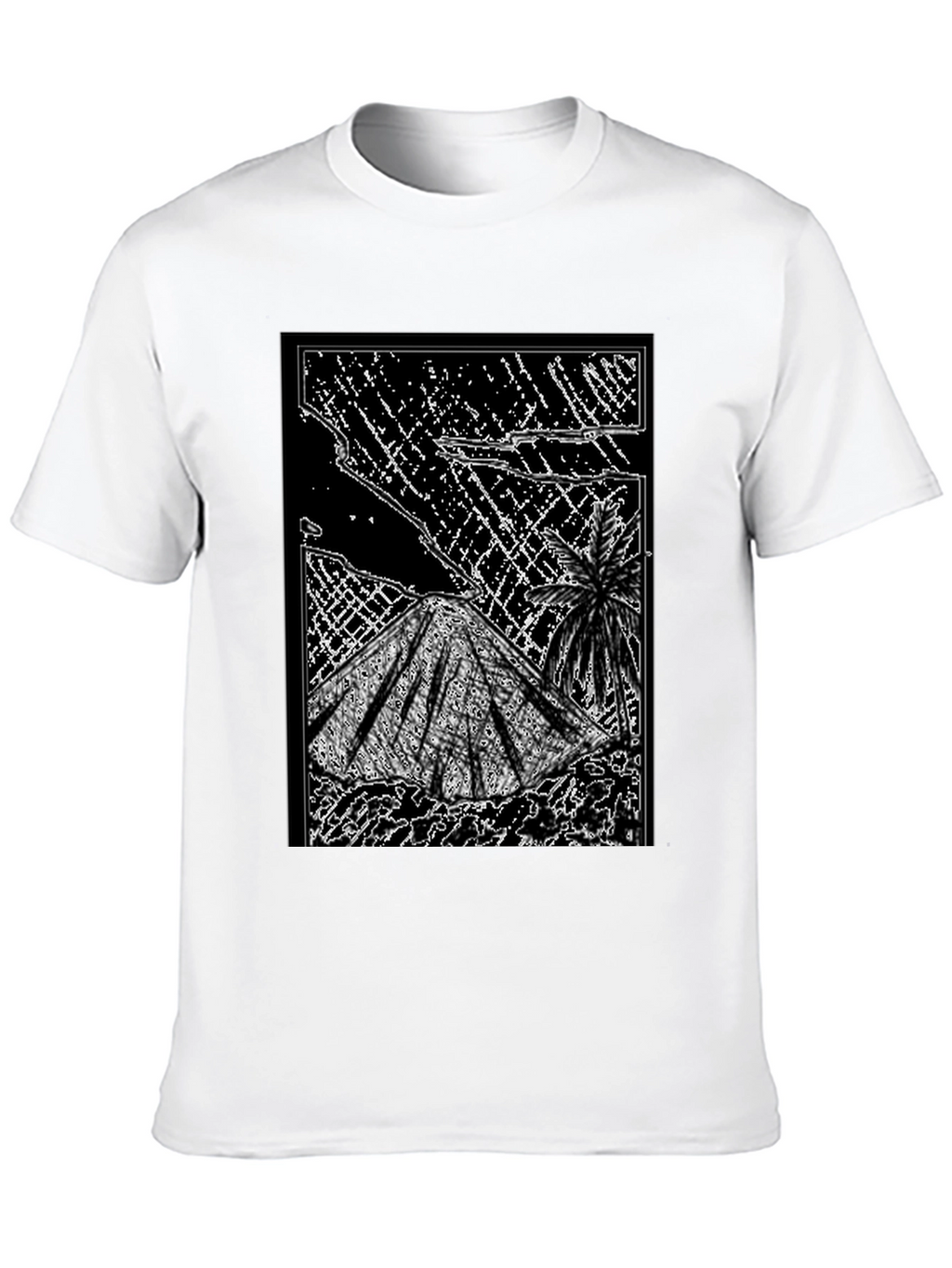 Abstract Volcano Graphic Tee - Black