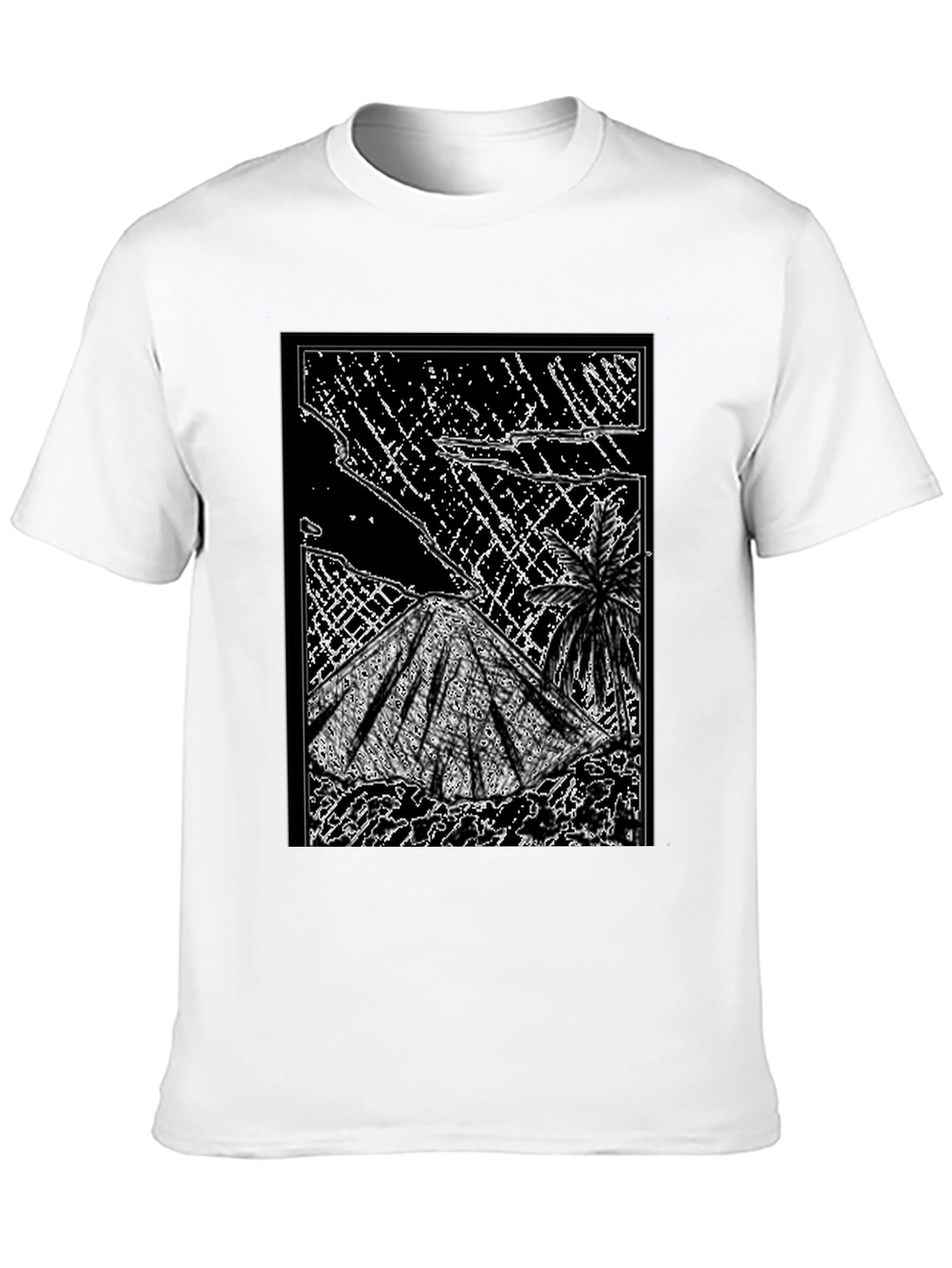 Abstract Volcano Graphic Tee - Black