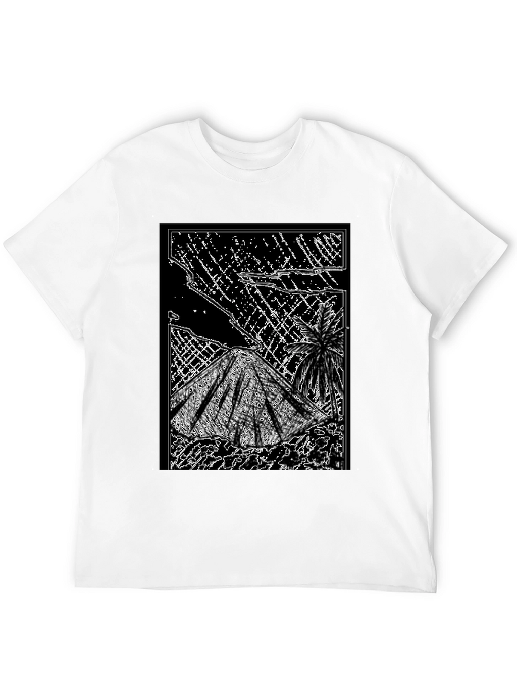 Abstract Volcano Graphic Tee - Black