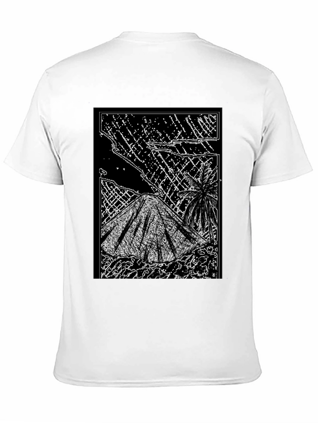 Abstract Volcano Graphic Tee - Black