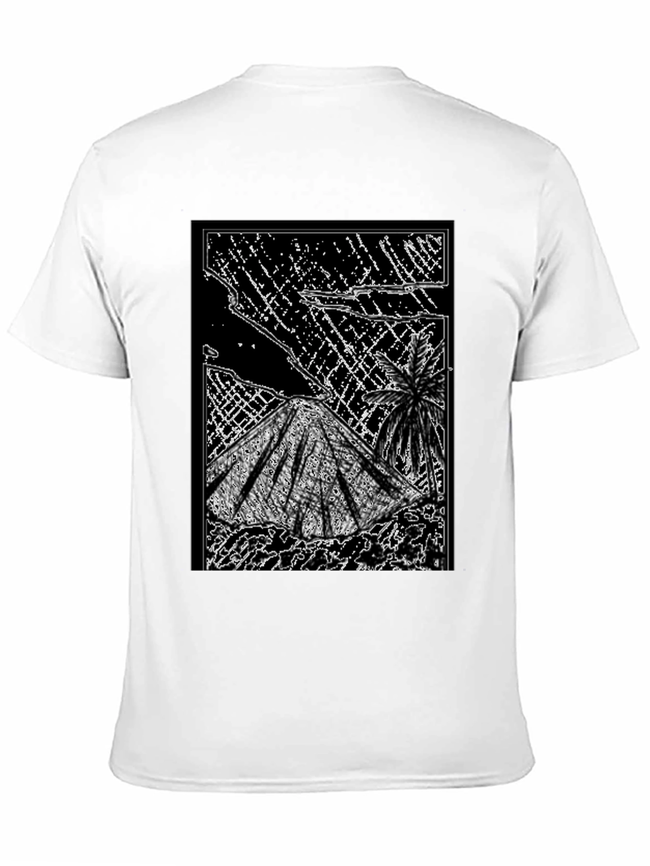 Abstract Volcano Graphic Tee - Black