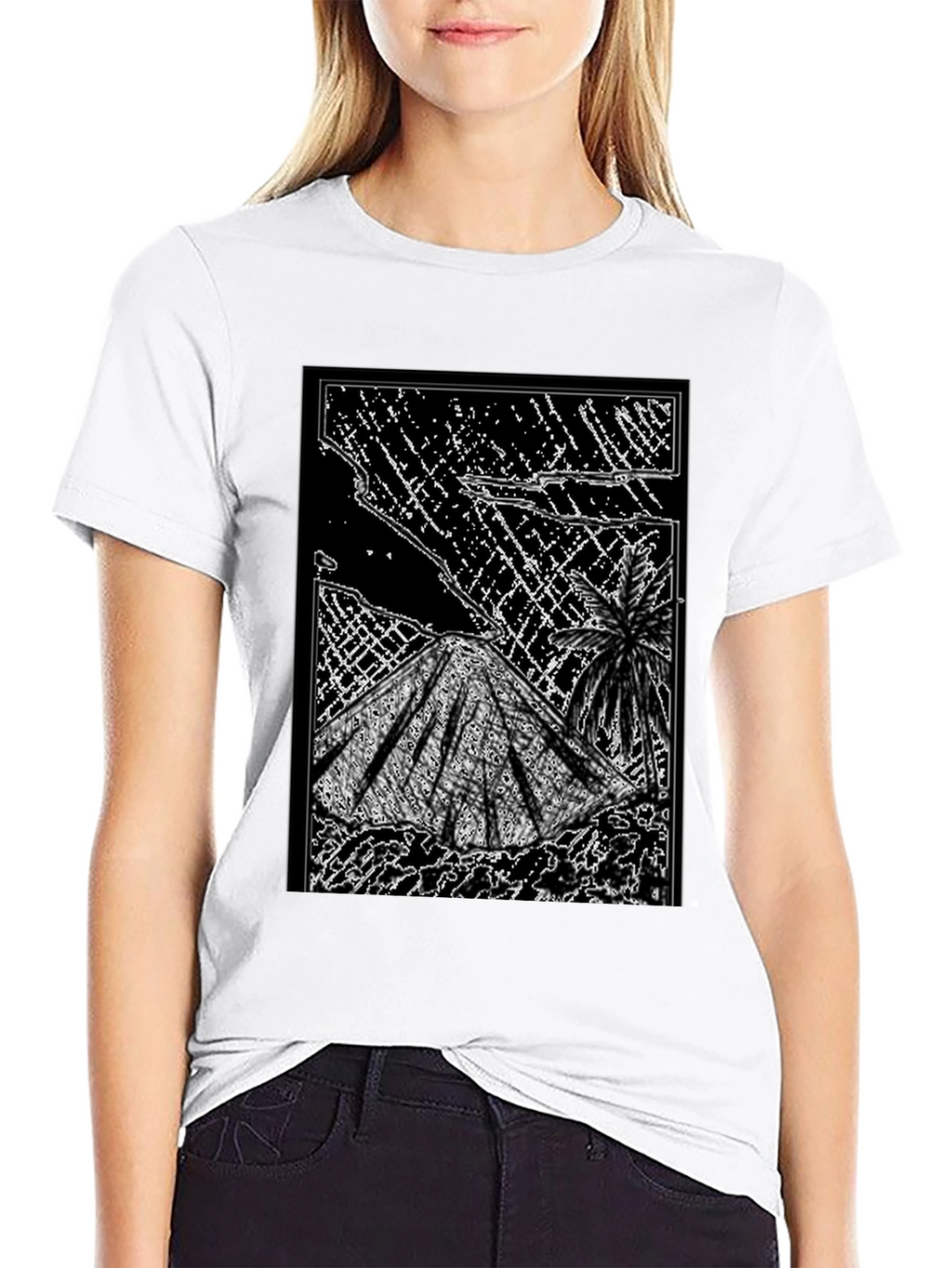 Abstract Volcano Graphic Tee - Black