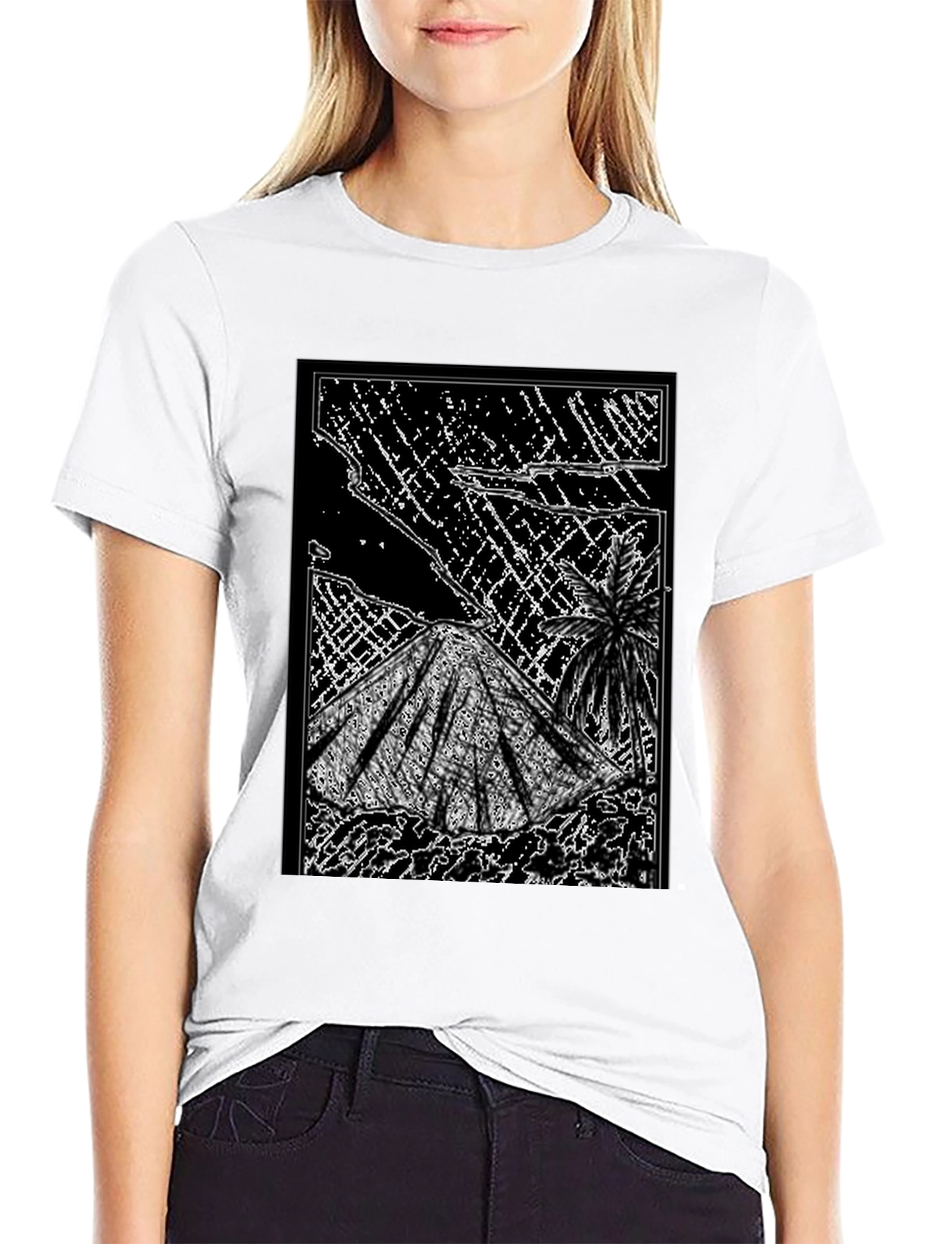 Abstract Volcano Graphic Tee - Black