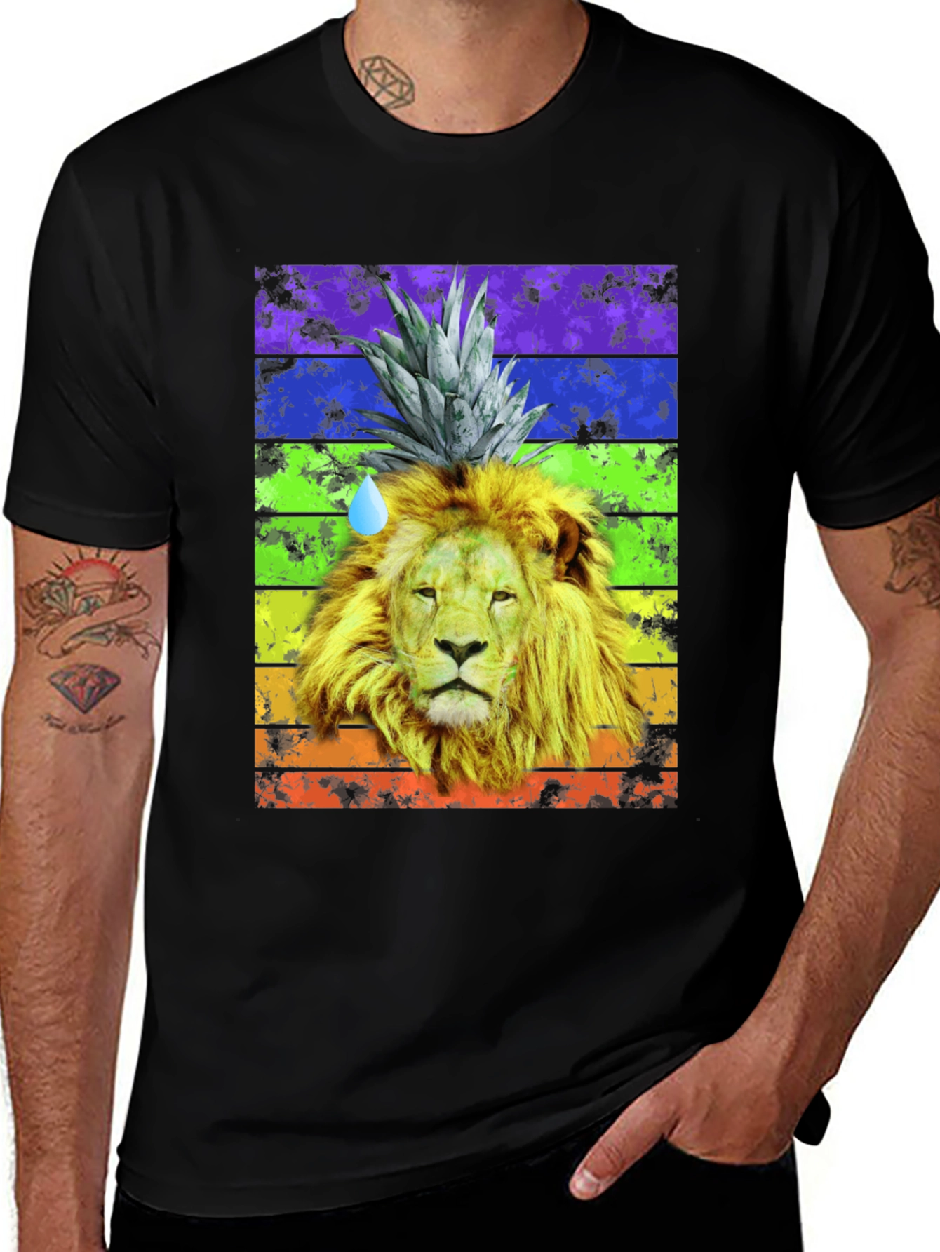 Lion Pineapple Rainbow Graphic Tee