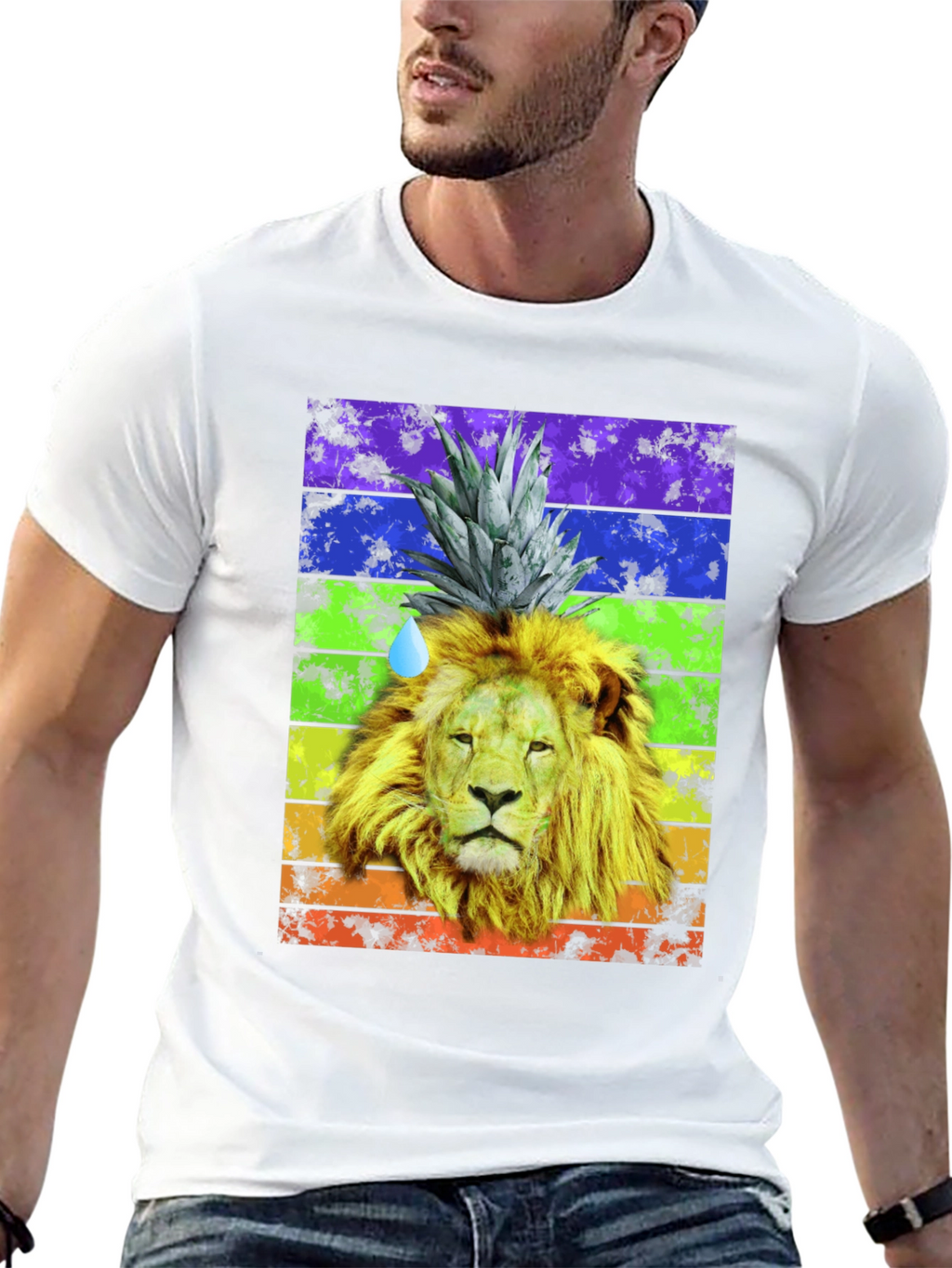 Lion Pineapple Rainbow Graphic Tee