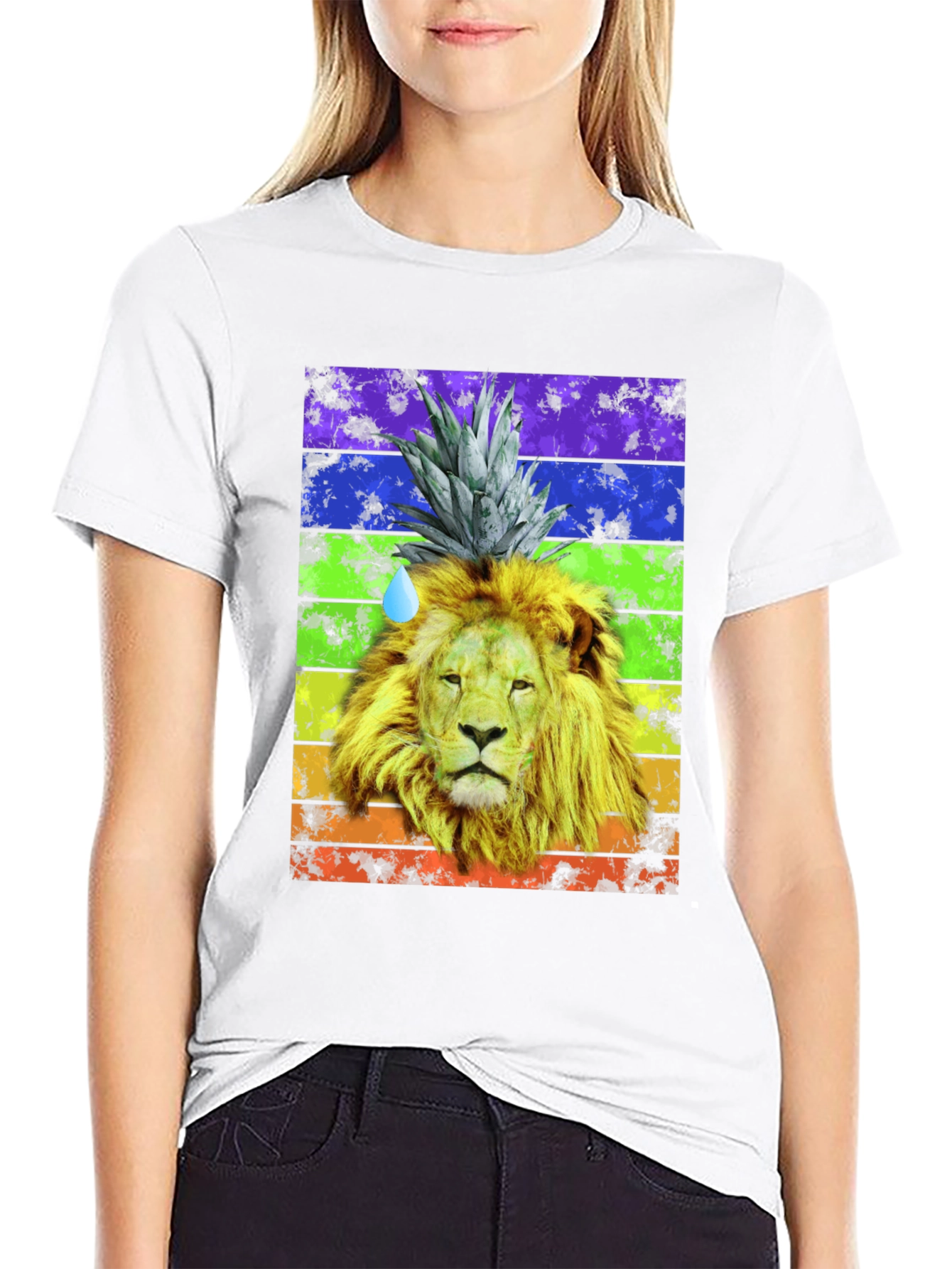 Lion Pineapple Rainbow Graphic Tee