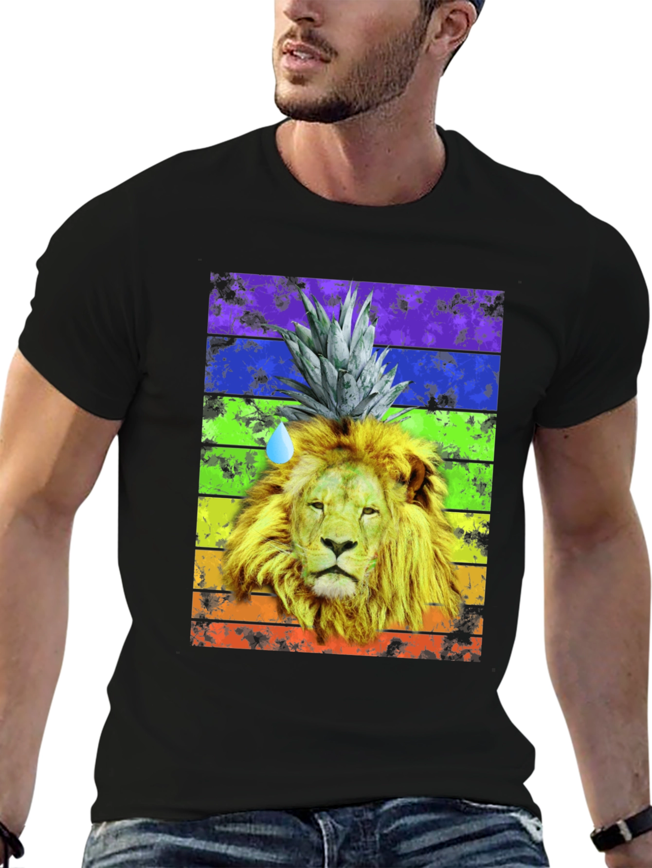 Lion Pineapple Rainbow Graphic Tee