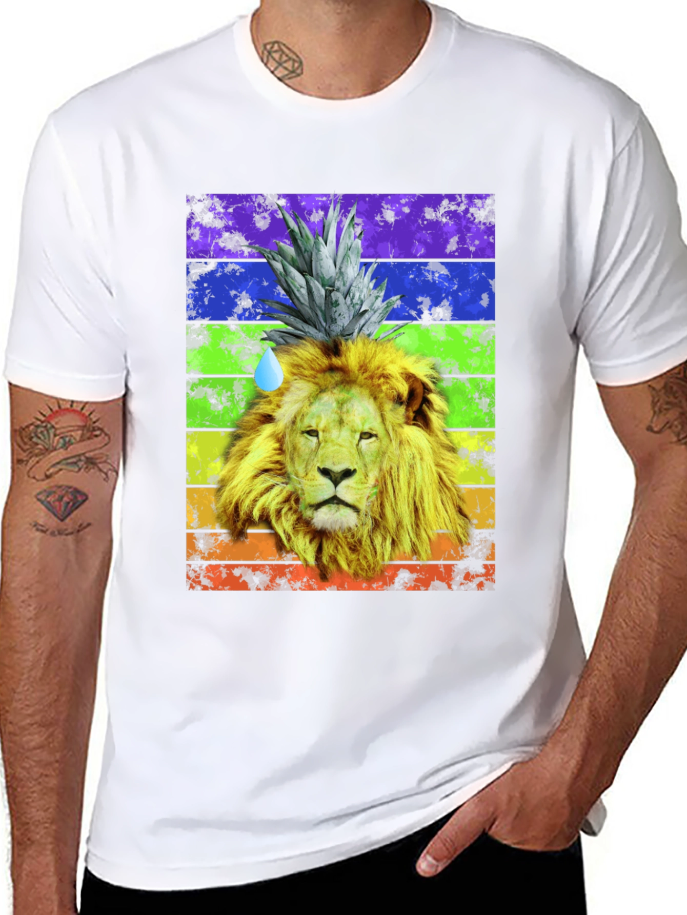 Lion Pineapple Rainbow Graphic Tee