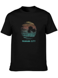 Panama City Palm Tree Sunset Graphic T-Shirt