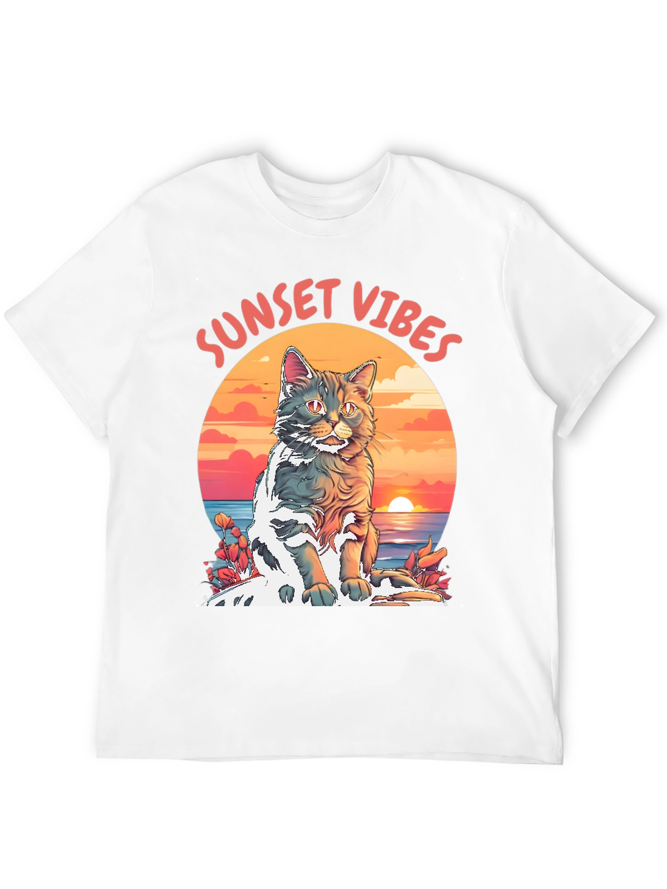 Sunset Vibes Cat Graphic Tee